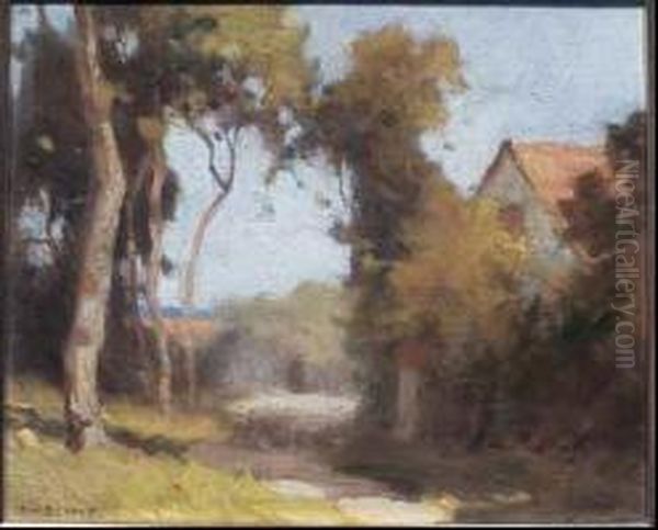 Country Scene With House Oil Painting by John William Beatty