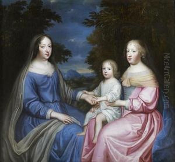 Anne D'autriche, Marie-therese D'autriche Et Le Grand Dauphin Oil Painting by Charles Beaubrun