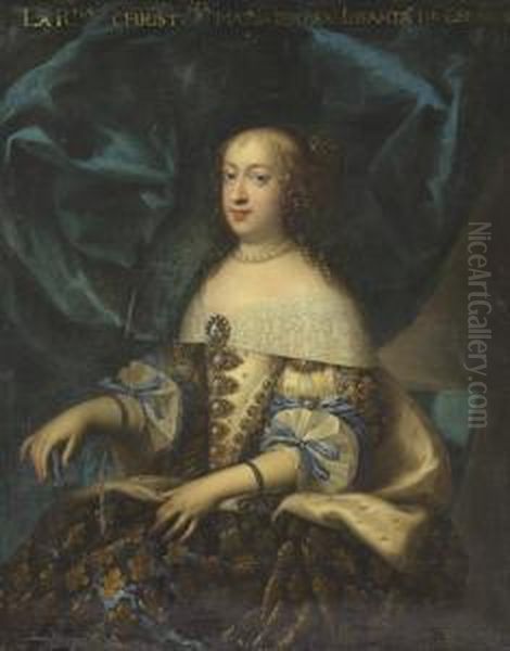 Portrait Of The Maria Theresa, Queen Of France (1638-1683) Oil Painting by Charles Beaubrun