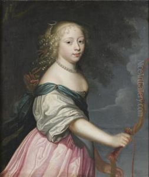 Portrait De Jeune Femme En Diane Oil Painting by Charles Beaubrun