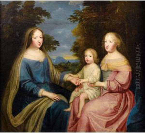 [charles And Henri Beaubrun ; 
Anne Of Austria, Marie-therese Ofaustria And The Grand Dauphin ; Oil On 
Canvas] Oil Painting by Charles Beaubrun