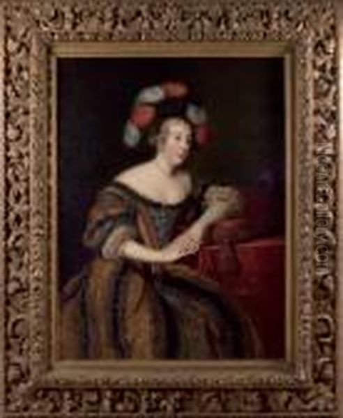 Portrait De Femme Accoudee Oil Painting by Charles Beaubrun