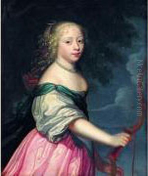 Portrait De Jeune Femme En Diane Oil Painting by Charles Beaubrun