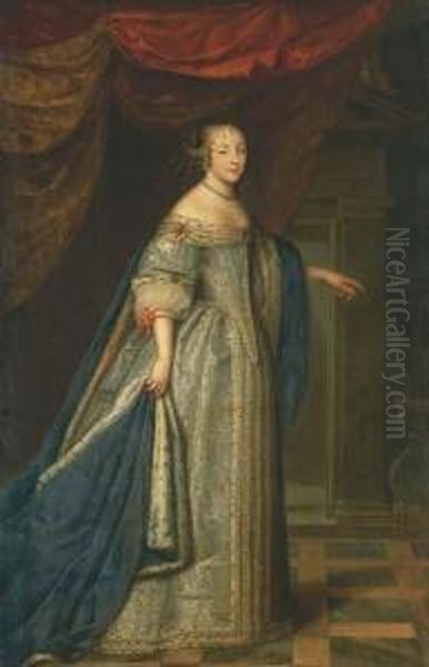 Portrait D'henriette Marie, Reine D'angleterre Oil Painting by Charles Beaubrun