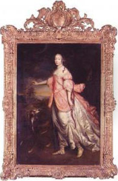 Portrait Of A Lady As Diana The Huntress Oil Painting by Charles Beaubrun