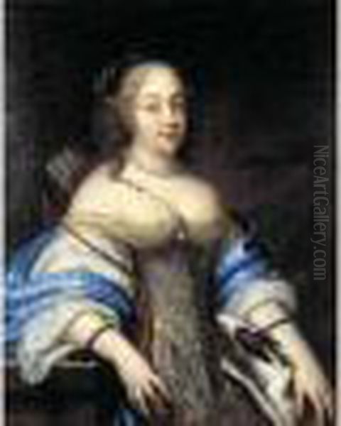 Portrait De Jeune Femme Au Colllier De Perles Oil Painting by Charles Beaubrun