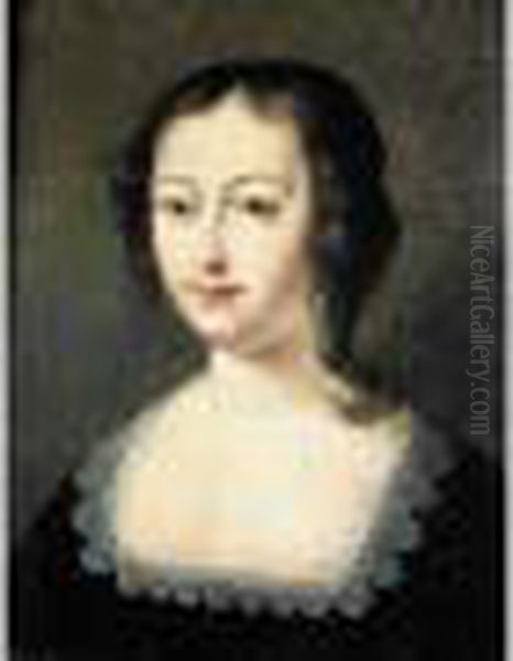 Attribue A : Portrait De Jeune Femme Oil Painting by Charles Beaubrun