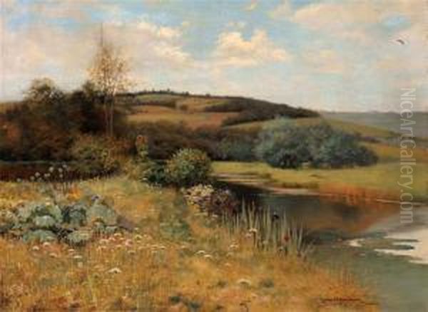 A Pastoral Landscape Oil Painting by Jean Beauduin