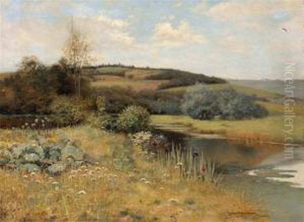 Pastoral And River Landscape Oil Painting by Jean Beauduin