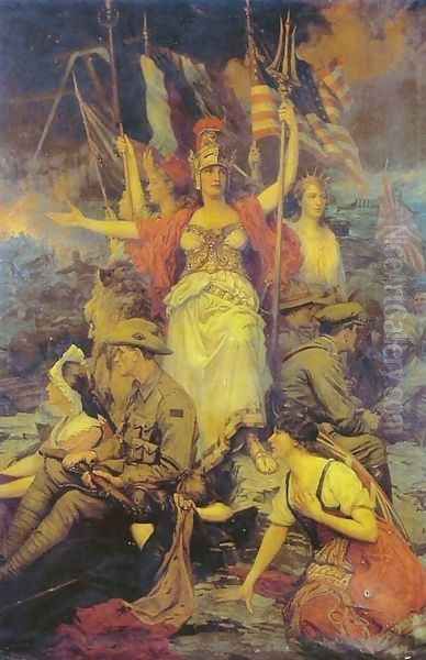 Britannia and her Allies Oil Painting by Charles Ernest Butler