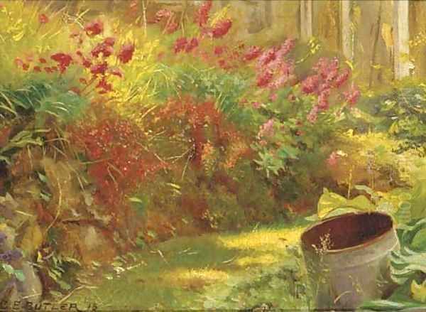 Sunlit garden Oil Painting by Charles Ernest Butler