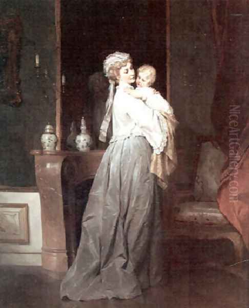 Motherly affection Oil Painting by Robert Julius Beyschlag