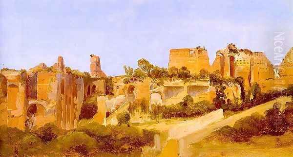 The Ruins of the Septizonium on the Palatine in Rome 1829 Oil Painting by Charles Blechen