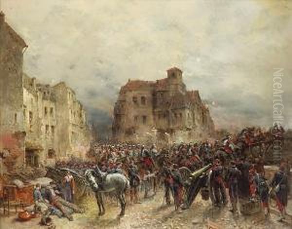 Marching To Battle Oil Painting by Wilfred Constant Beauquesne