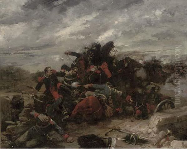 In The Melee Oil Painting by Wilfred Constant Beauquesne