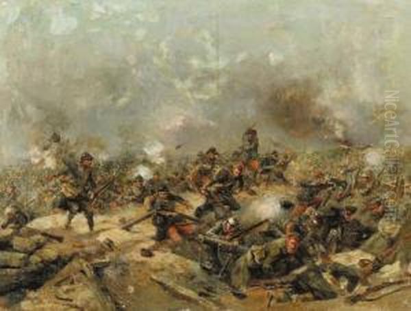 The Charge Oil Painting by Wilfred Constant Beauquesne