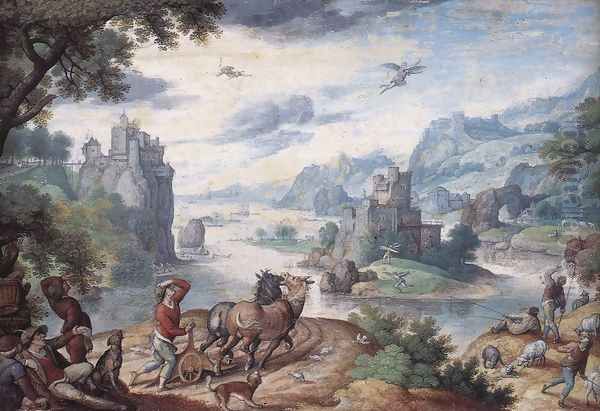 Landscape with the Fall of Icarus Oil Painting by Hans Bol