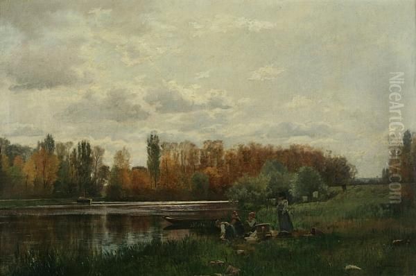 Sur Les Rives Du Lignon Oil Painting by Charles Joseph Beauverie