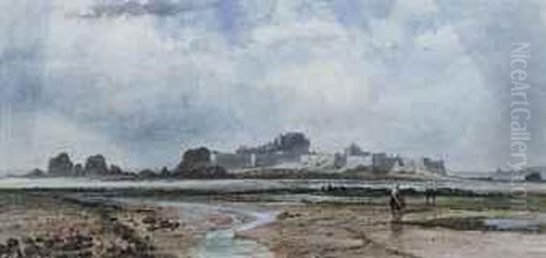 Elizabeth Castle From The Left Of The Causeway, Jersey Oil Painting by Richard Beavis