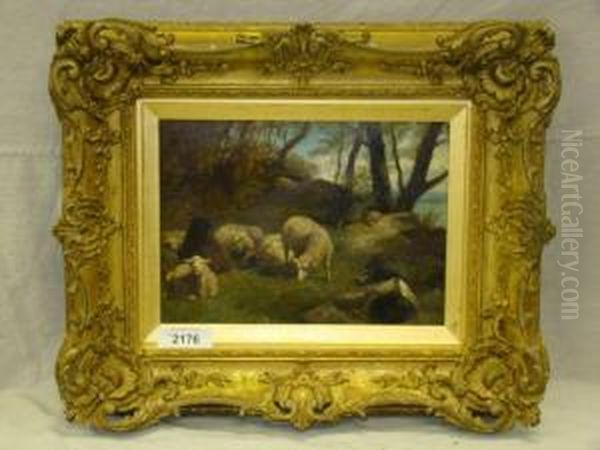 Sheep With Fisherman Oil Painting by Richard Beavis