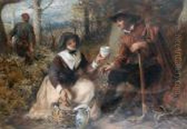 In The Woods Of Boscobel After The Defeat At Worcester 1667 Oil Painting by Richard Beavis