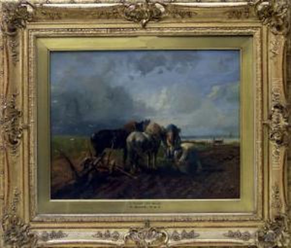 A Bleak Sea Shore Oil Painting by Richard Beavis