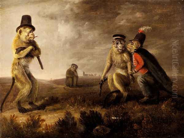 Before The Monkey Duel Oil Painting by Edmund Bristow