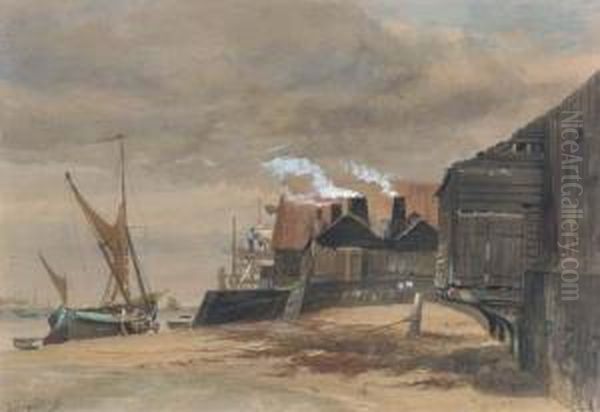 Harwich Old Harbour, Low Water Oil Painting by Richard Beavis