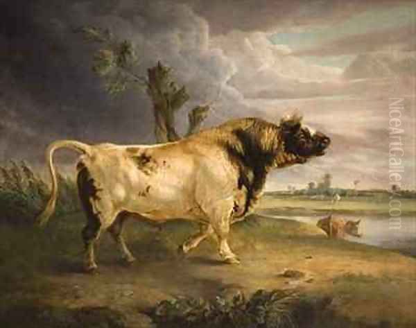 A Bull Oil Painting by Edmund Bristow