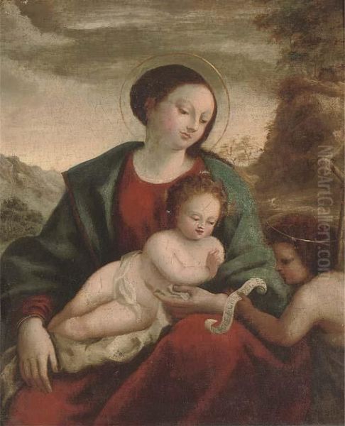 The Madonna And Child With The Infant Saint John The Baptist Oil Painting by Domenico Beccafumi