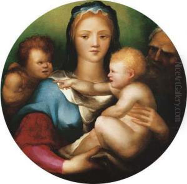 The Holy Family With Saint John The Baptist Oil Painting by Domenico Beccafumi