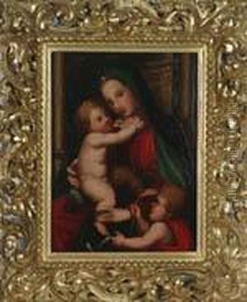 Madonna Col Bambino E San Giovannino Oil Painting by Domenico Beccafumi