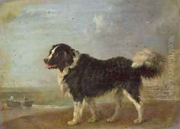 A Newfoundland dog on a seashore Oil Painting by Edmund Bristow