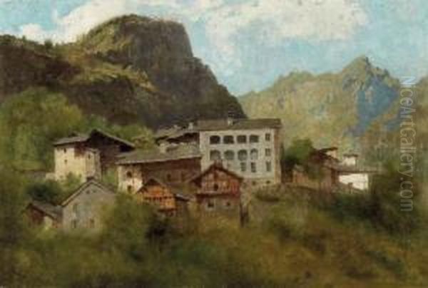 Paese Di Montagna Oil Painting by Angelo Beccaria