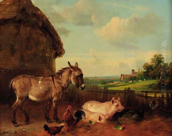 The Farmyard Oil Painting by Edmund Bristow