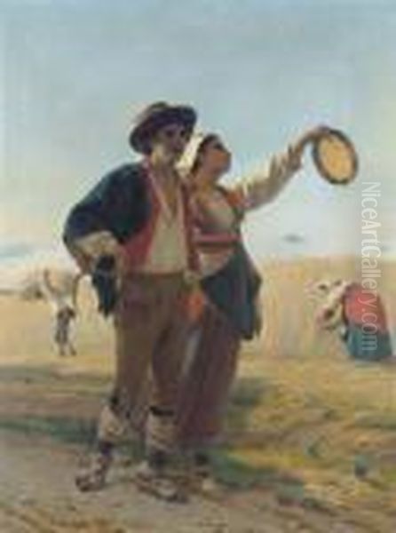 The Courtship Oil Painting by Luigi Bechi