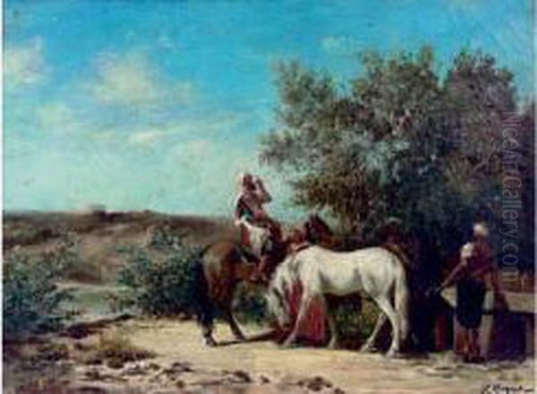 Les Conti Acquisto, 1863 Oil Painting by Luigi Bechi