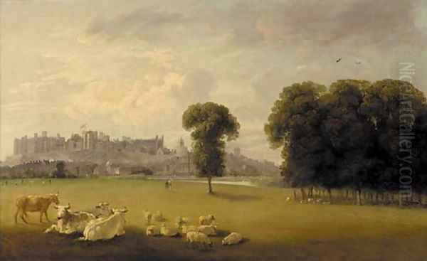 Windsor Castle from the Thames Oil Painting by Edmund Bristow