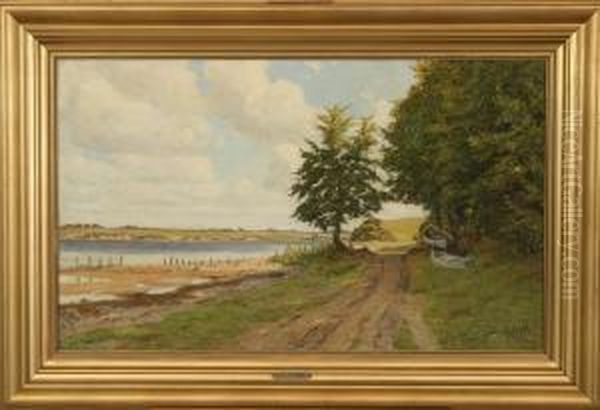 Inlet Landscape Oil Painting by Christian Frederick Beck