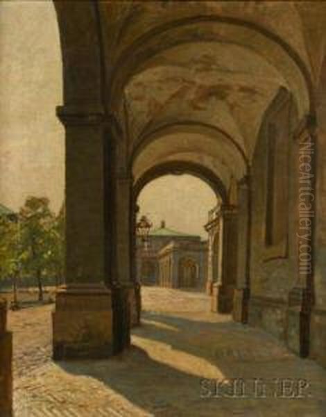 Courtyard Of Christianburg Palace Oil Painting by Christian Frederick Beck