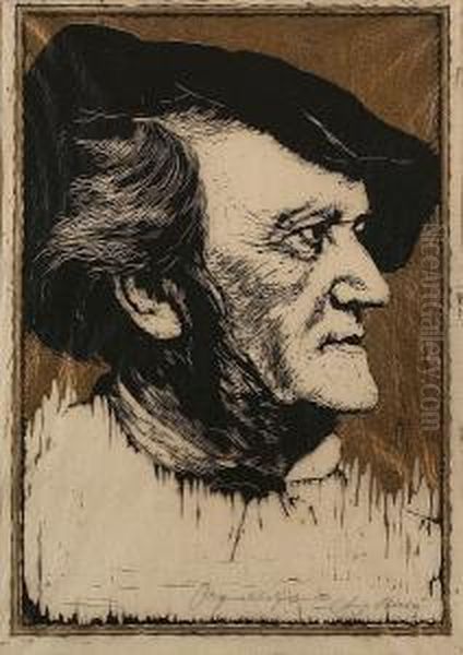 Portrait Of Richard Wagner Oil Painting by Ernst August Becker