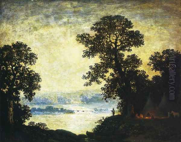 Moonlight, Indian Encampment Oil Painting by Ralph Albert Blakelock