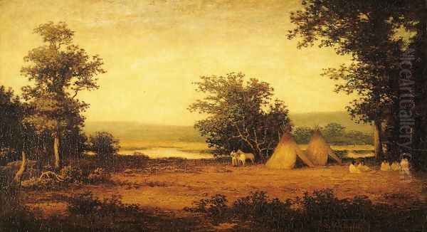 Indian Encampment on the James River, North Dakota Oil Painting by Ralph Albert Blakelock