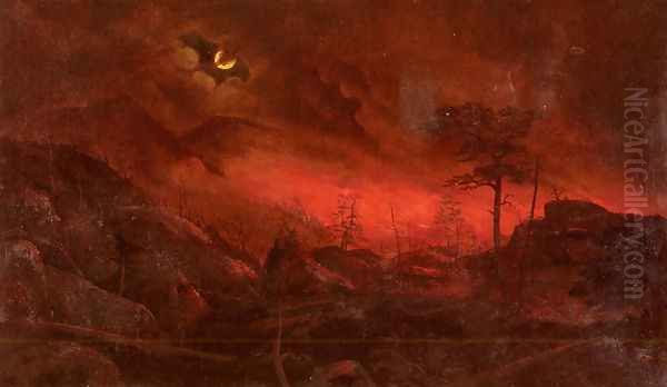 Forest Fire Oil Painting by Ralph Albert Blakelock