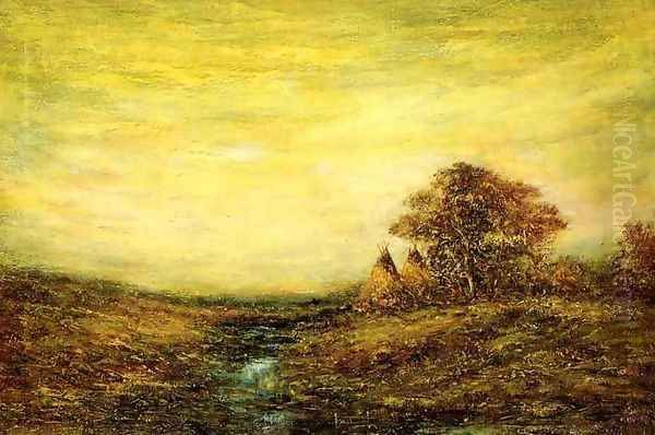 Sunset, Indian Encampment Oil Painting by Ralph Albert Blakelock