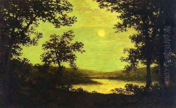 Moonlight on the Columbia River Oil Painting by Ralph Albert Blakelock