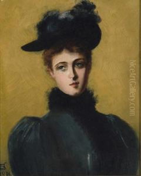 Portrait Of A Lady Oil Painting by James Carroll Beckwith