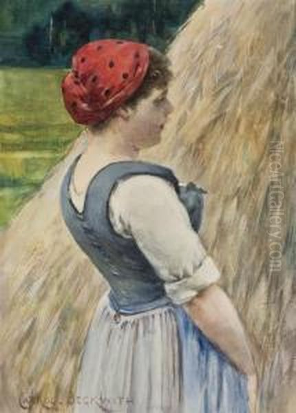 Peasant Against Hay Oil Painting by James Carroll Beckwith