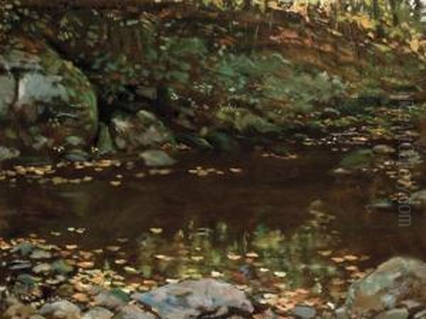 The Pool Oil Painting by James Carroll Beckwith