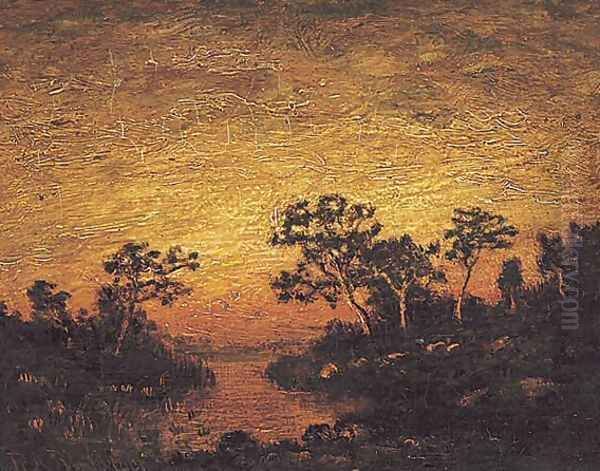 Sunset on a Lake Oil Painting by Ralph Albert Blakelock